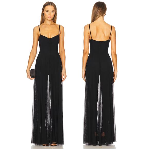 Norma Kamali Underwire Sheer Mesh Catsuit Gown Party Formal Statement Witchy M